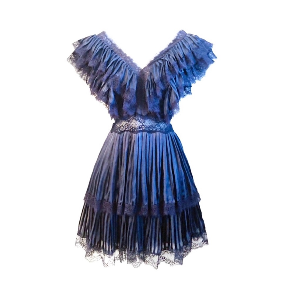 Alice + Olivia Lanora Tiered Pleated Ruffle Dress